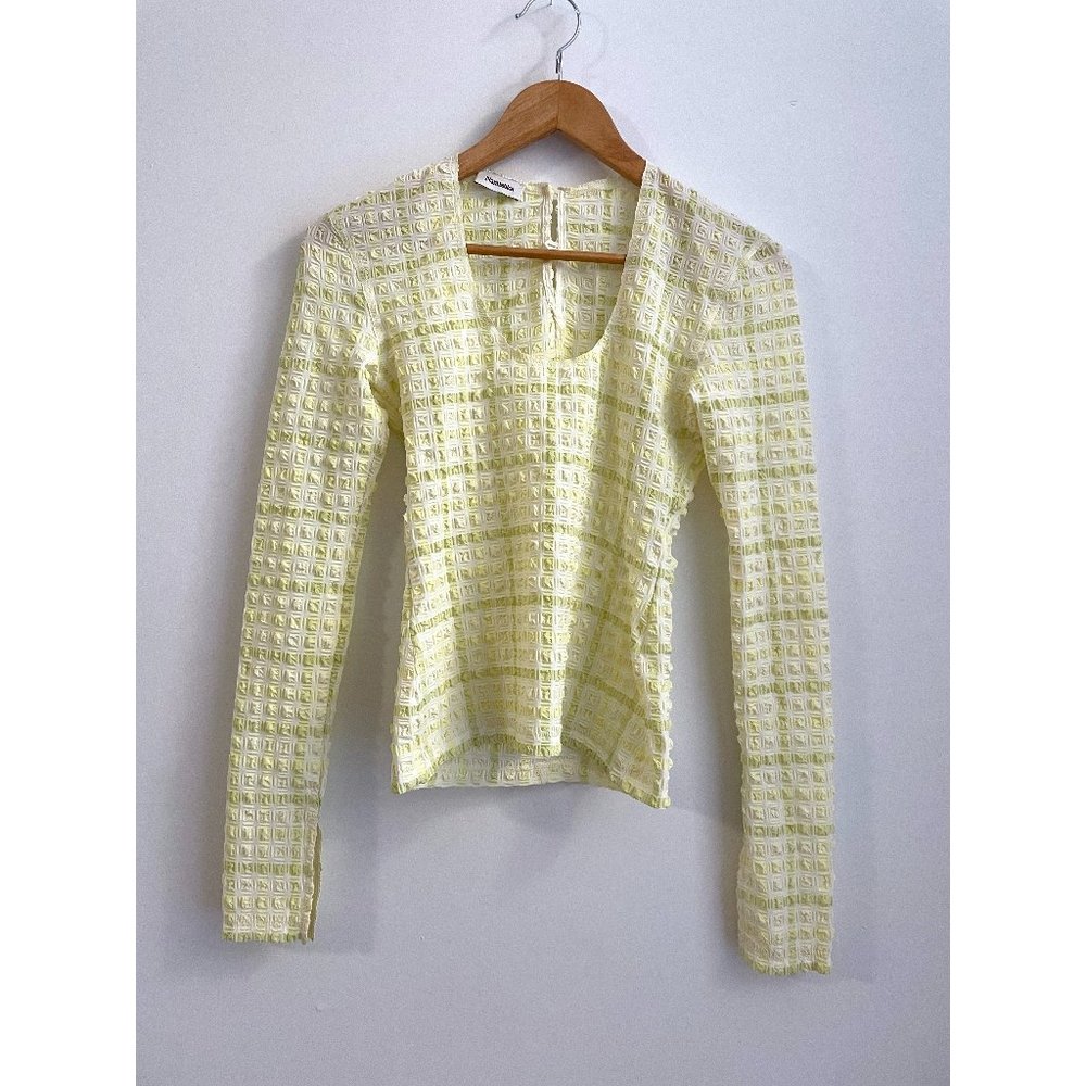 Nanushka Evie long sleeve seersucker gingham top *altered*